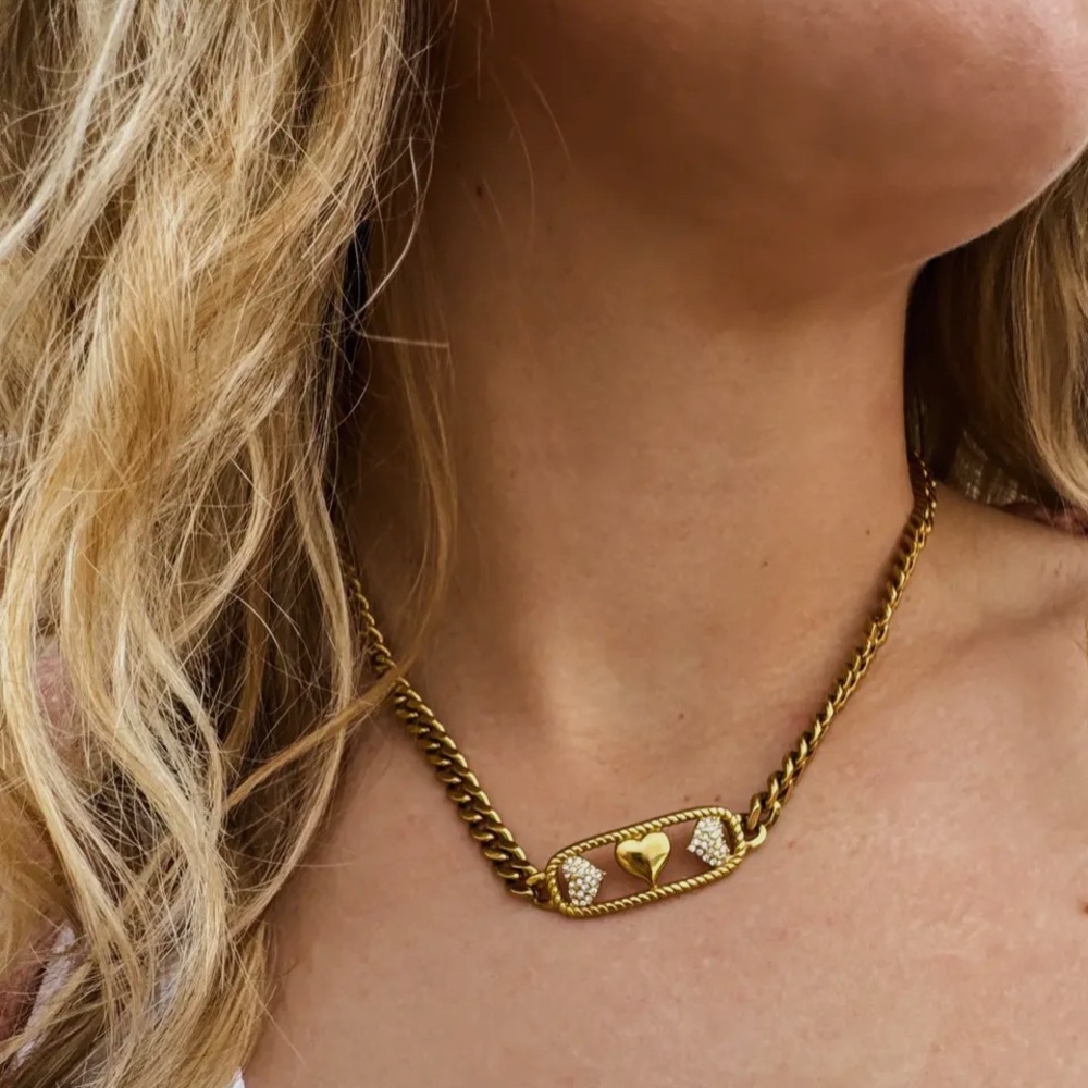 Chic Gold Heart to Heart Necklace